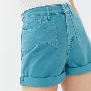 UO BDG Western High-Waisted Mom Short – Blue Denim (teal color) - Size 28